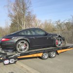 Porsche 997 Carrera Unfall hänger www.crash-sportwagen.de