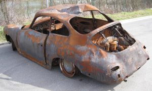 356 Karosse Porsche Ausgebrannt