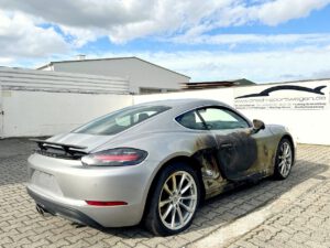 Brandschaden Porsche 718 Motorbrand 2020
