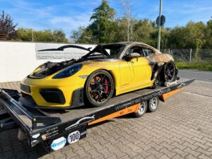 Brandschaden 718 GT4 RS Transport