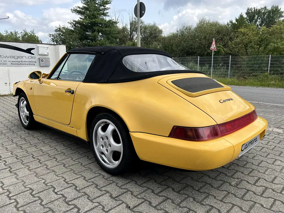 Unfallwagen Porsche 964 Carrera2 Cabrio Frontschaden in Speed-gelb Lac-Code 12G Restwert Vollkaskoschaden – Ankauf